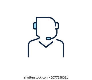 Online support flat icon. Thin line signs for design logo, visit card, etc. Single high-quality outline symbol for web design or mobile app. Marketing outline pictogram.