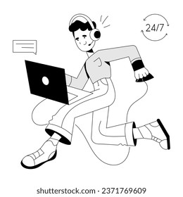 Online support hand drawn illustration 