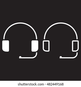 online support headset line icon, outline and solid vector sign, linear and full pictogram isolated on black, logo illustration