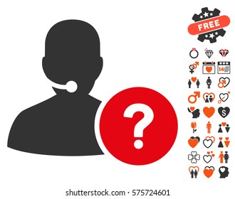 Online Support icon with bonus passion design elements. Vector illustration style is flat iconic elements for web design, app user interfaces.