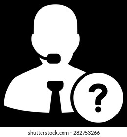 Online support icon from Business Bicolor Set. Collection style: flat symbols, white color, rounded angles, black background.