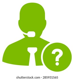 Online support icon from Business Bicolor Set. Vector style: flat symbols, eco green color, rounded angles, white background.