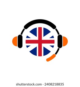 Online support icon, Call service center, operator, england translate,  Headphone icon