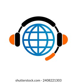 Online support icon, Call service center, operator, translate,  Headphone icon