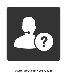 Online Support icon from Commerce Buttons OverColor Set. Vector style is white and gray colors, flat square rounded button, white background.