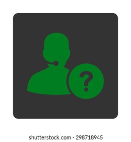 Online Support icon from Commerce Buttons OverColor Set. Vector style is green and gray colors, flat square rounded button, white background.
