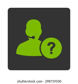 Online Support icon from Commerce Buttons OverColor Set. Vector style is eco green and gray colors, flat square rounded button, white background.