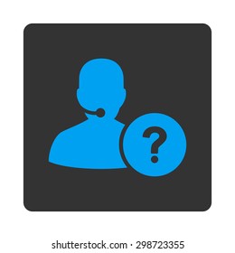 Online Support icon from Commerce Buttons OverColor Set. Vector style is blue and gray colors, flat square rounded button, white background.