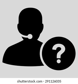 Online Support icon from Commerce Set. Vector style: flat symbol, black color, rounded angles, light gray background.