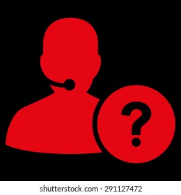 Online Support icon from Commerce Set. Vector style: flat symbol, red color, rounded angles, black background.