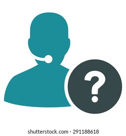 Online Support icon from Commerce Set. Vector style: bicolor flat symbol, soft blue colors, rounded angles, white background.