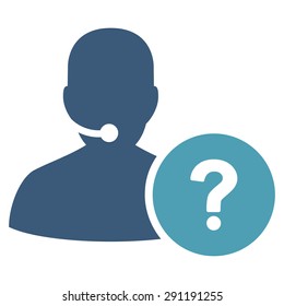 Online Support icon from Commerce Set. Vector style: bicolor flat symbol, cyan and blue colors, rounded angles, white background.
