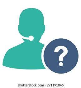 Online Support icon from Commerce Set. Vector style: bicolor flat symbol, cobalt and cyan colors, rounded angles, white background.