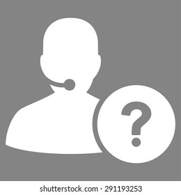 Online Support icon from Commerce Set. Vector style: flat symbol, white color, rounded angles, gray background.