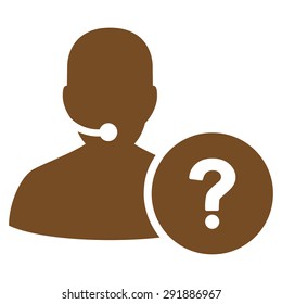 Online Support icon from Commerce Set. Vector style: flat symbol, brown color, rounded angles, white background.