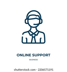 Online support icon. Linear vector illustration from business collection. Outline online support icon vector. Thin line symbol for use on web and mobile apps, logo, print media.