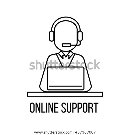 Online support icon or logo line art style. Vector Illustration.
