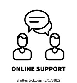 Online support icon or logo in modern line style. High quality black outline pictogram for web site design and mobile apps. Vector illustration on a white background.