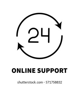 Online support icon or logo in modern line style. High quality black outline pictogram for web site design and mobile apps. Vector illustration on a white background.