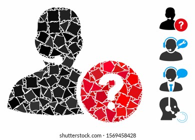 Online support icon mosaic of tuberous items in different sizes and color tints, based on online support icon. Vector ragged items are organized into mosaic.