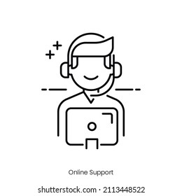online support icon. Outline style icon design isolated on white background