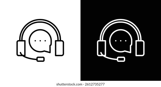 Online support icon set. Black illustration isolated for graphic and web design