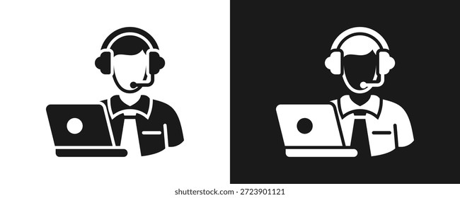 Conjunto De Iconos De Asistencia En Línea Glifo En Fondo Blanco Y Negro