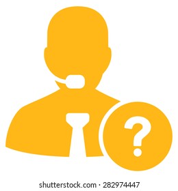 Online support icon. Style: flat symbol, yellow color, rounded angles, white background.