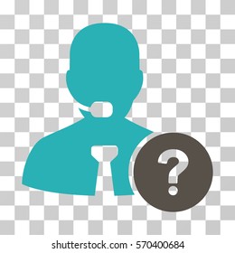 Online Support icon. Vector illustration style is flat iconic bicolor symbol, grey and cyan colors, transparent background. Designed for web and software interfaces.