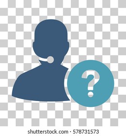 Online Support icon. Vector illustration style is flat iconic bicolor symbol, cyan and blue colors, transparent background. Designed for web and software interfaces.