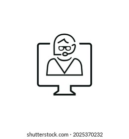 Online support icon, vector online support line icon, online support line vector illustration
