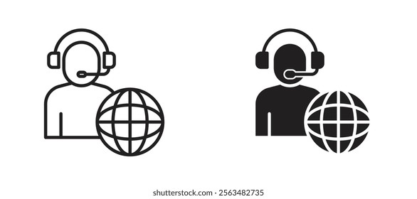 Online support icons in outline and fill. vector illustration for ui.