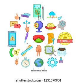 Online support icons set. Cartoon set of 25 online support vector icons for web isolated on white background