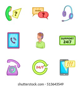 Online support icons set. Cartoon illustration of 9 online support vector icons for web