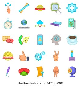 Online support icons set. Cartoon set of 25 online support vector icons for web isolated on white background