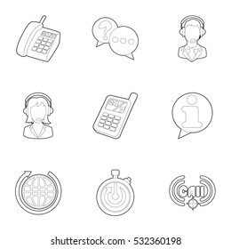 Online support icons set. Outline illustration of 9 online support vector icons for web