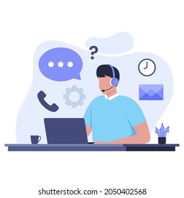 Online support illustration flat design concept. Illustration for websites, landing pages, mobile applications, posters and banners