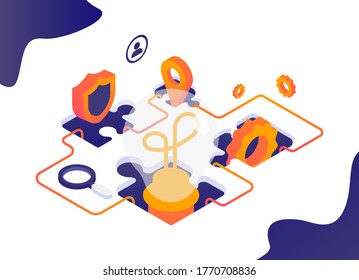 Online support isometric concept. Live chat with support to help solve problems and answer questions. Gradient. It can be used on web pages, web banners, web sites, in presentations. EPS 10. Modern.