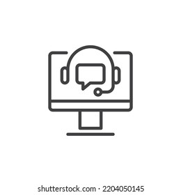 Online support line icon. Call center assistance linear style sign for mobile concept and web design. Customer service outline vector icon. Symbol, logo illustration. Vector graphics