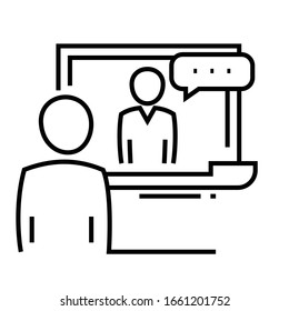 Online-Support-Line-Symbol, Concept-Zeichen, Umriss-Vektorillustration, Linearsymbol.