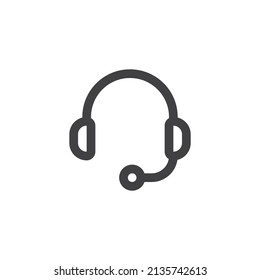 Online support line icon. Headset linear style sign for mobile concept and web design. Call center outline vector icon. Symbol, logo illustration. Vector graphics