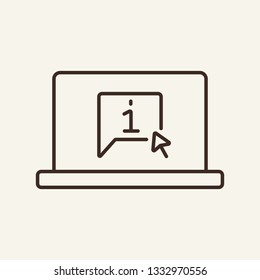 Online support line icon. Information button on laptop screen. Customer service concept. Can be used for topics like consulting, helpdesk, question, help