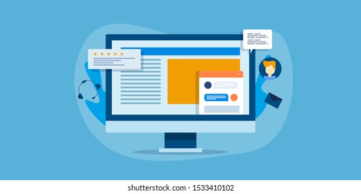 Online support, Live chat support, Customer support app, Chat software - flat design vector conceptual banner