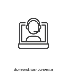 Online support outline icon. linear style sign for mobile concept and web design. Technology customer service operator simple line vector icon. Symbol, logo illustration. Pixel perfect vector graphics