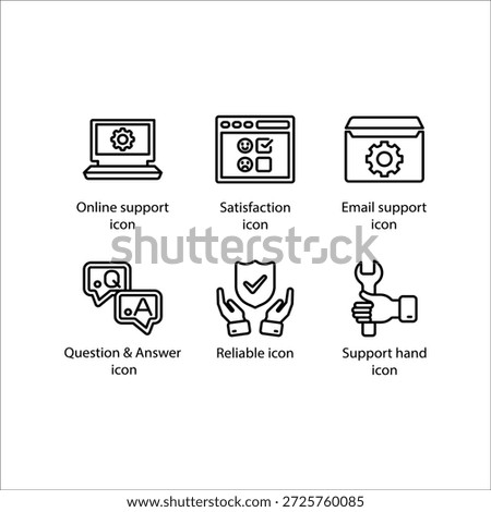 Online support, Satisfaction, Email support, Question Answer, Reliable, Support hand, icon