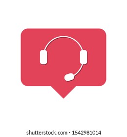 Online support service assistant sign. Headset vector illustration