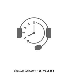 Online support service assistant sign. Headset vector illustration