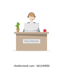 Online support service centre. Customer helpdesk assistance. Online operator (assistant). Vector design concept illustration.
