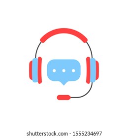 online support service. flat style element design. concept of 24/7 conference connection, audio answer, webinar, crm. call center help, consulting, business projects, ask expert. simple blue red sign