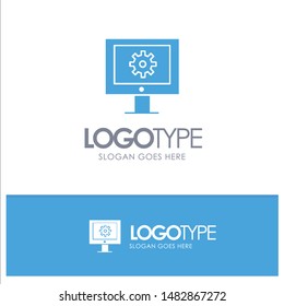 Online Support Service, Technical Assistance, Technical Support, Web Maintenance Blue Solid Logo with place for tagline